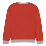 Ugly Christmas Boston Terrier Knitted Crew Neck Sweater - Red and Gray