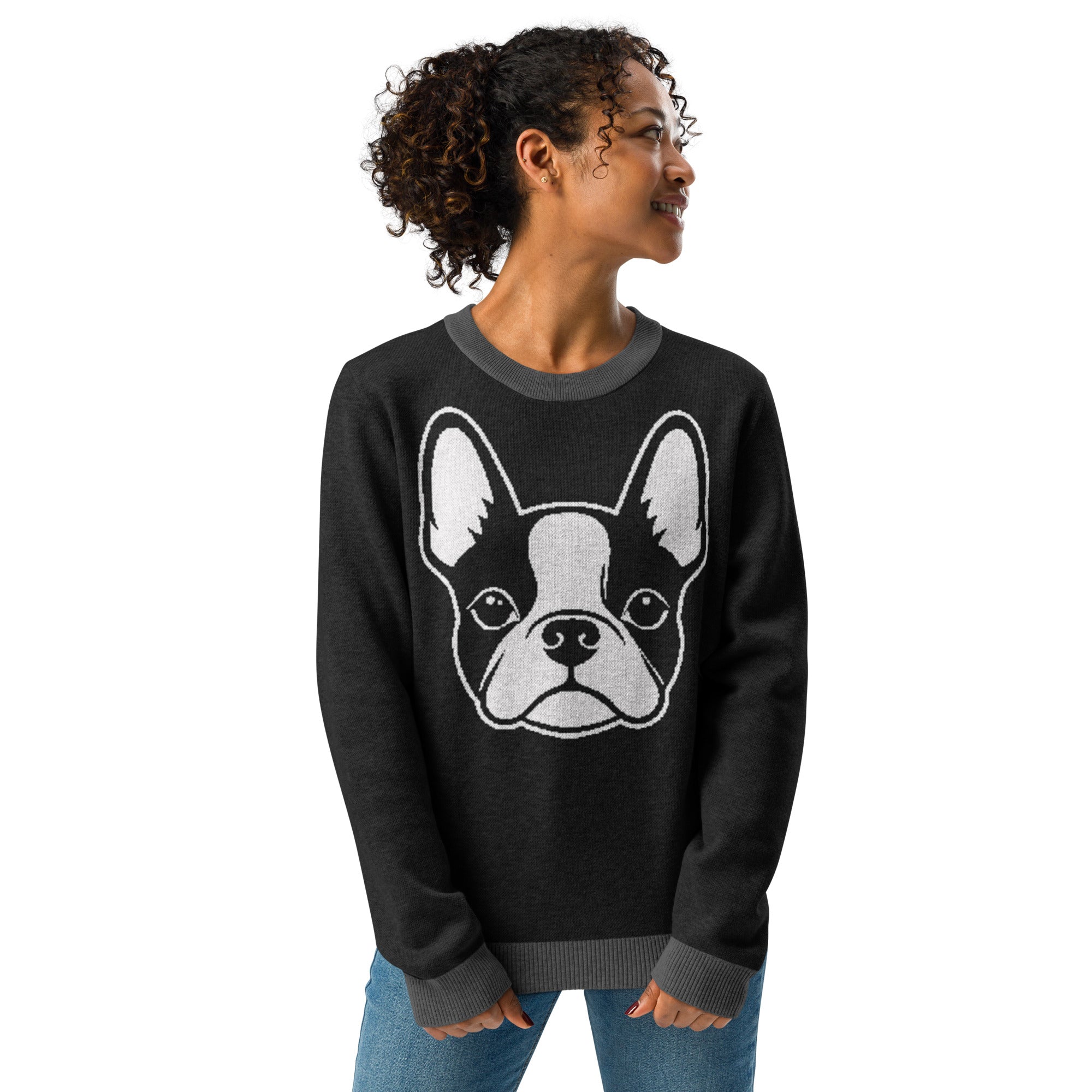 Bostie Face Knitted Crew Neck Sweater