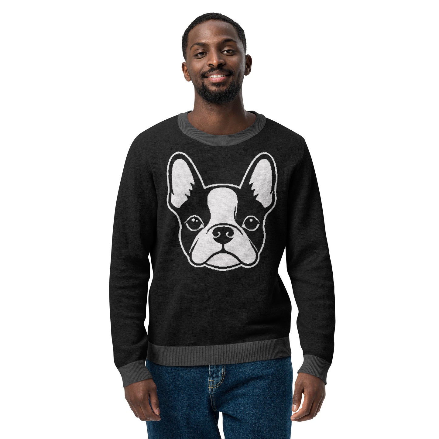 Bostie Face Knitted Crew Neck Sweater