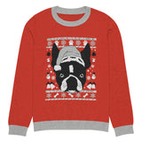 Ugly Christmas Boston Terrier Knitted Crew Neck Sweater - Red and Gray