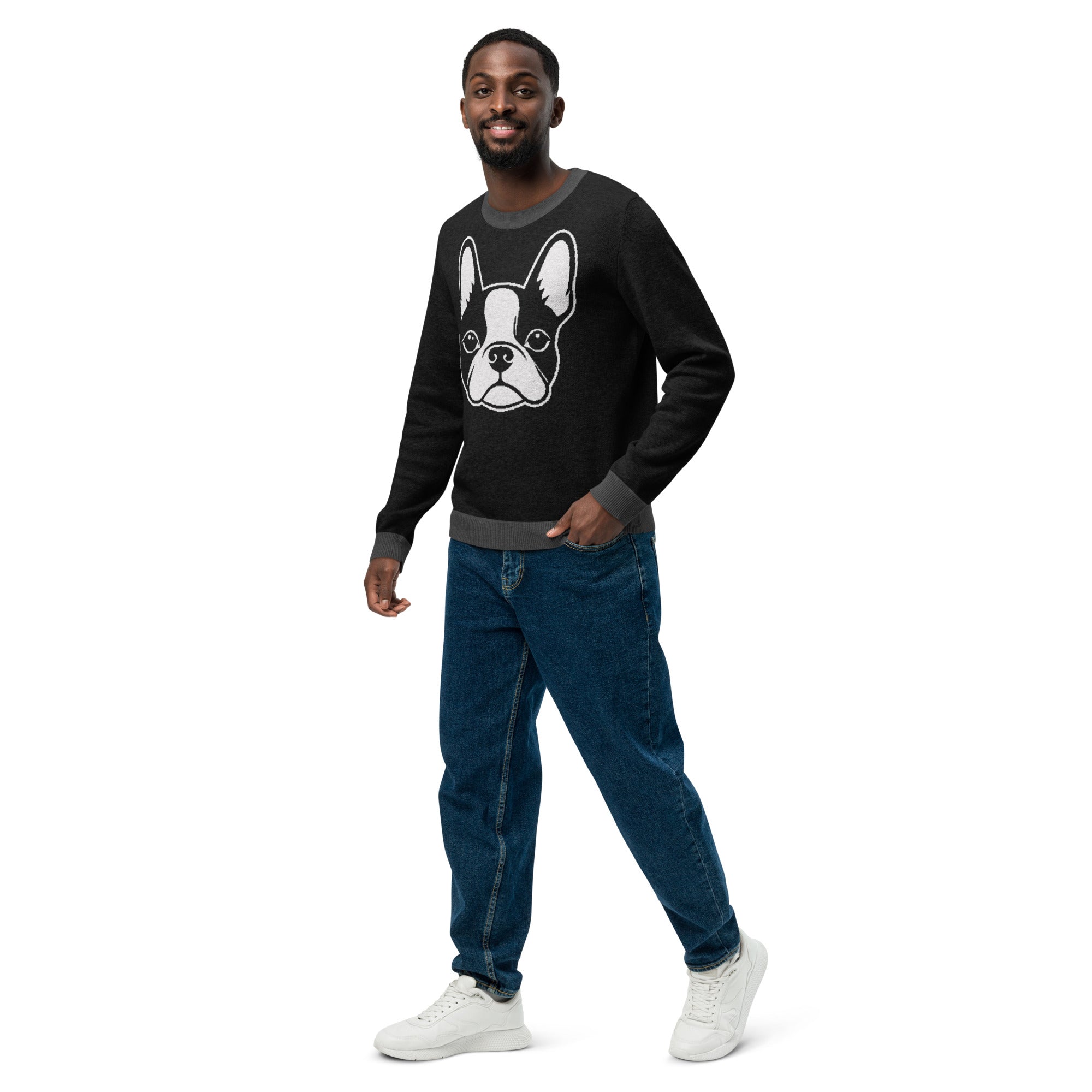 Bostie Face Knitted Crew Neck Sweater