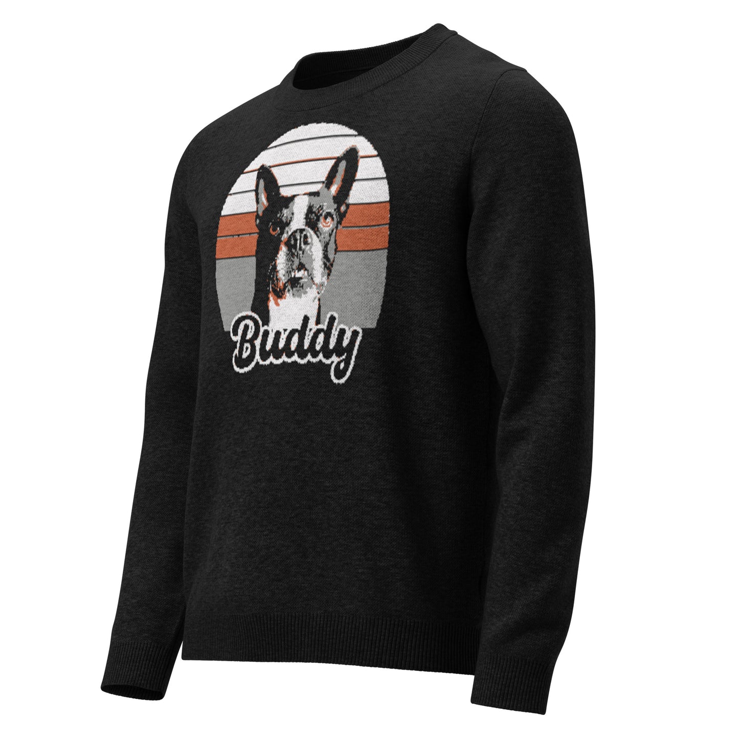 Custom Dog Sunset Vintage Retro Style Knitted crew neck sweater