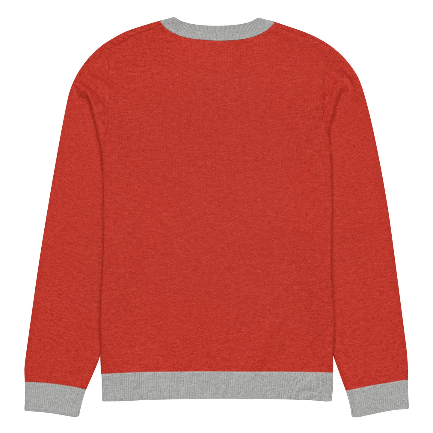 Ugly Christmas Boston Terrier Knitted Crew Neck Sweater - Red and Gray