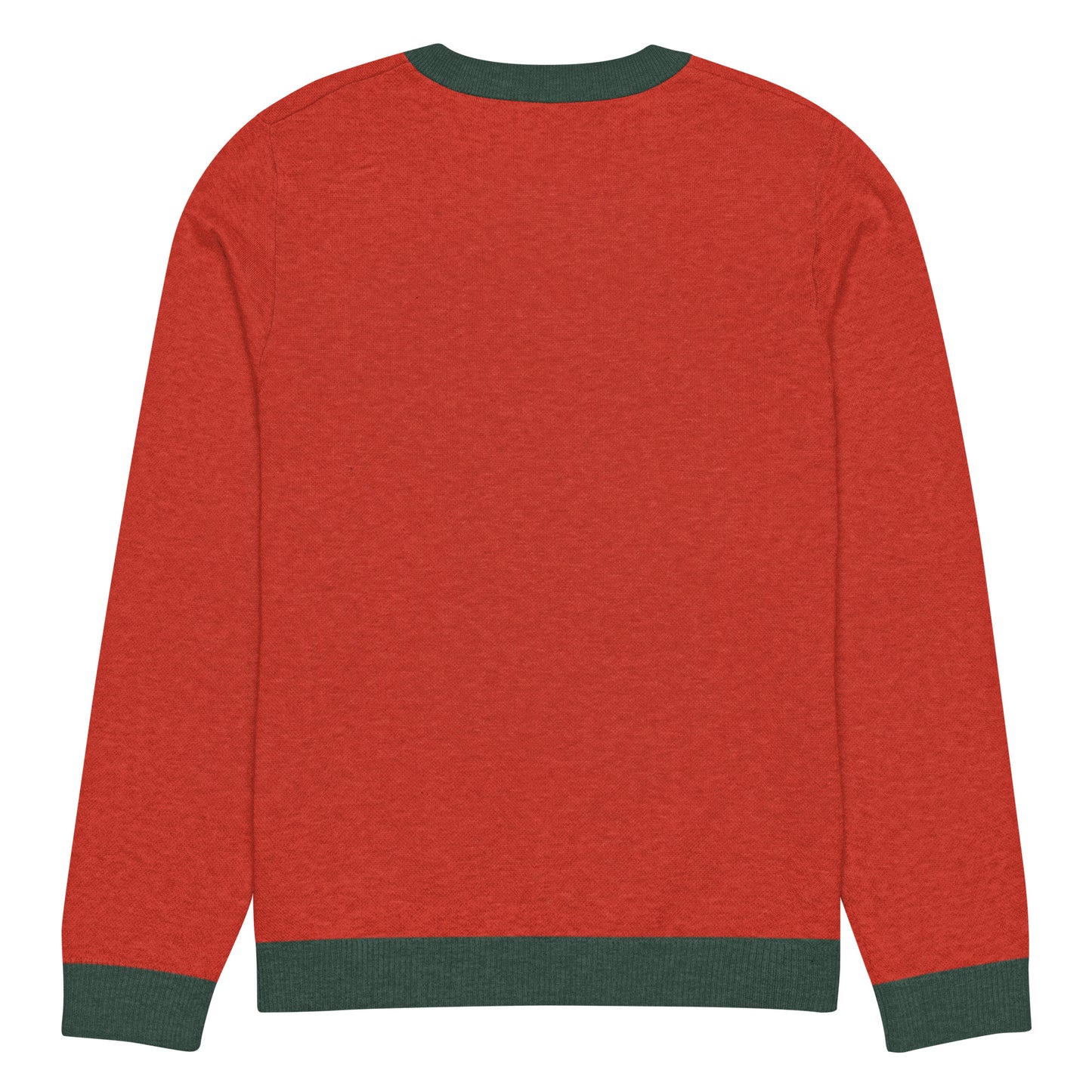 Ugly Christmas Boston Terrier Knitted Crew Neck Sweater - Red and Pine