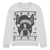 Ugly Christmas Boston Terrier Knitted Crew Neck Sweater - Gray