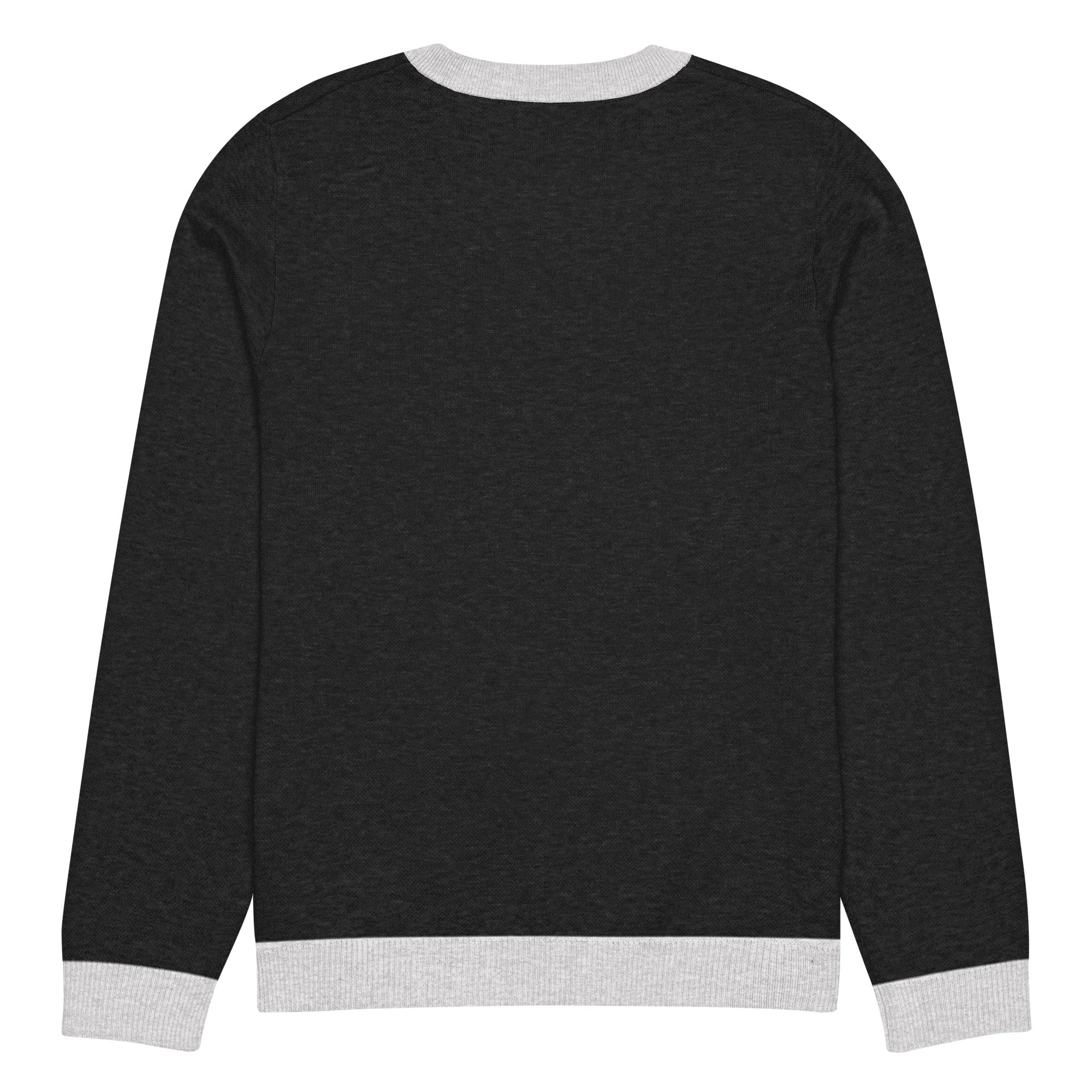 Big Ears with Boston Terrier Name - Custom Knitted Crew Neck Sweater - Black and White