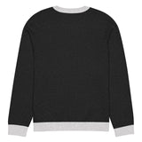 Big Ears with Boston Terrier Name - Custom Knitted Crew Neck Sweater - Black and White