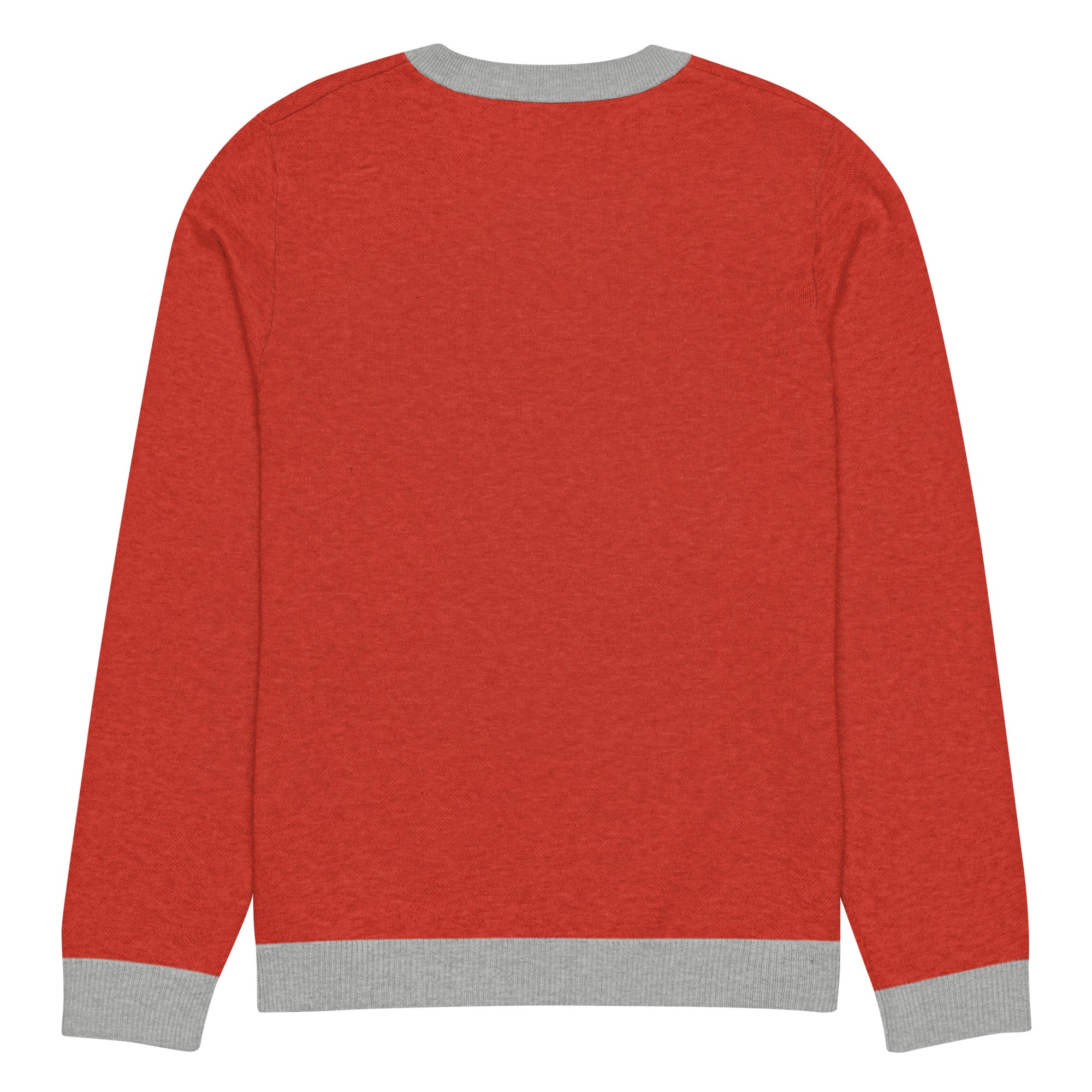 Ugly Christmas Boston Terrier Knitted Crew Neck Sweater - Red and Gray