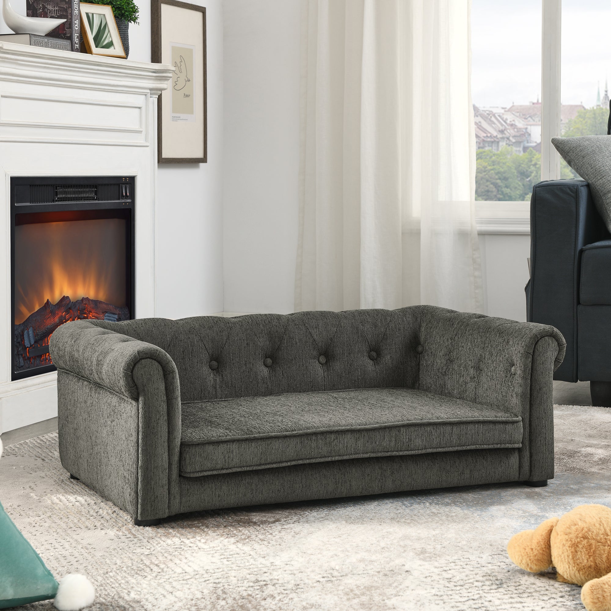 Contemporary Modern Sofa Dog Bed - Dark Grey