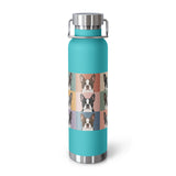 Pop Art Style Colored Boston Terriers Modern Tiles Pattern Copper Vacuum Insulated Bottle . Mint Green