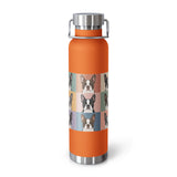 Pop Art Style Colored Boston Terriers Modern Tiles Pattern Copper Vacuum Insulated Bottle . Orange