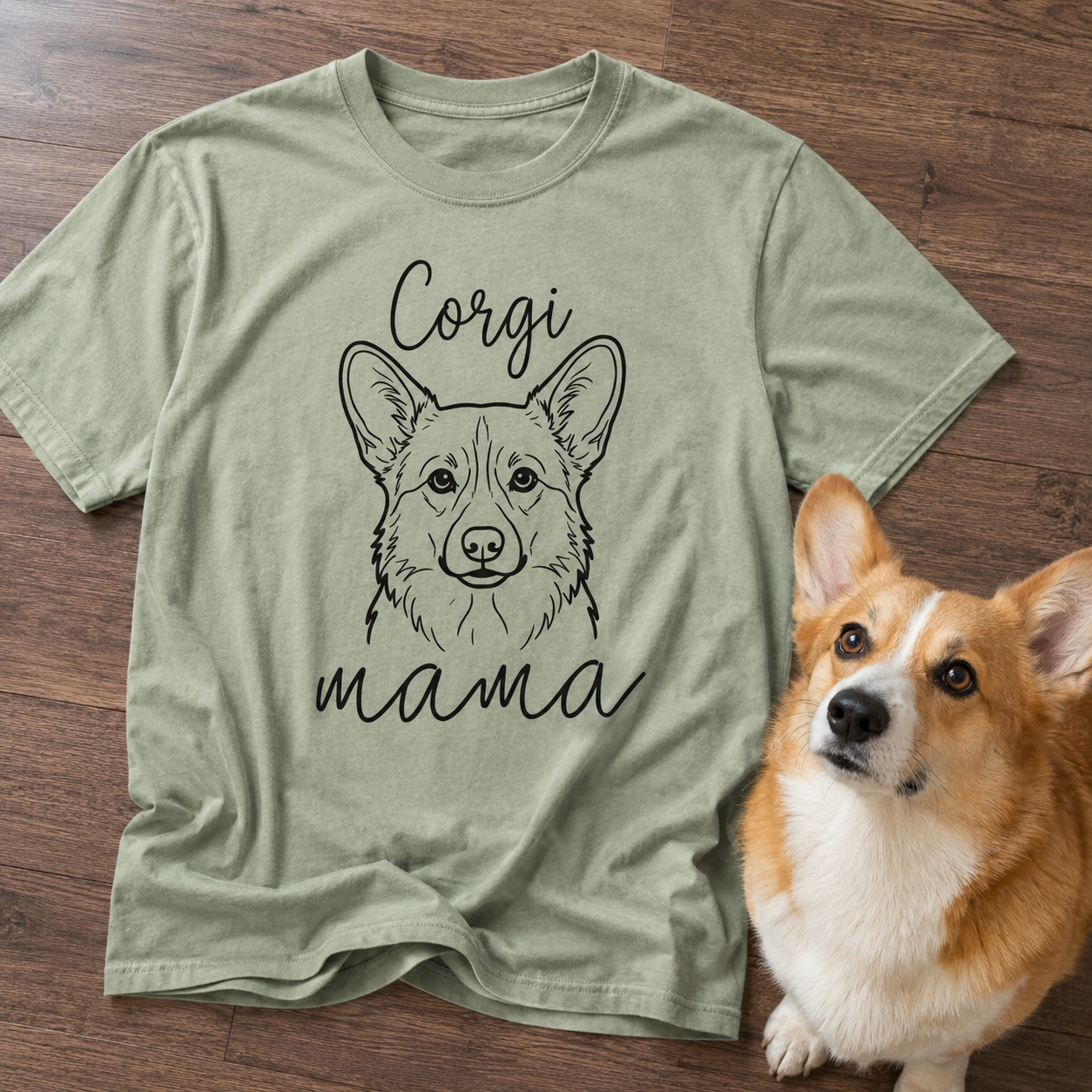 Corgi Mama Mode Garment-dyed Heavyweight T-Shirt .