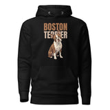 Brown Boston Terrier Dog Unisex Hoodie . Black