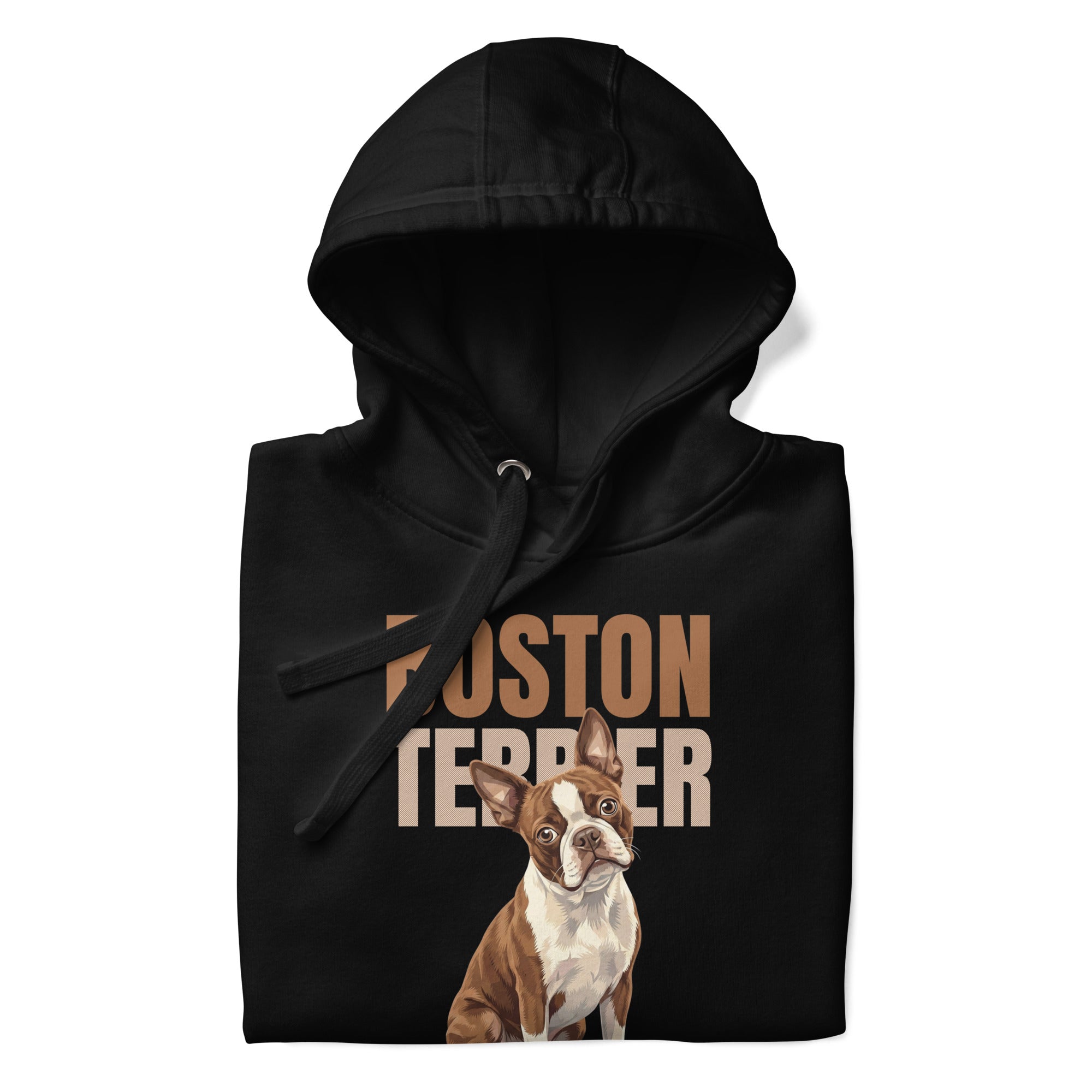 Brown Boston Terrier Dog Unisex Hoodie .