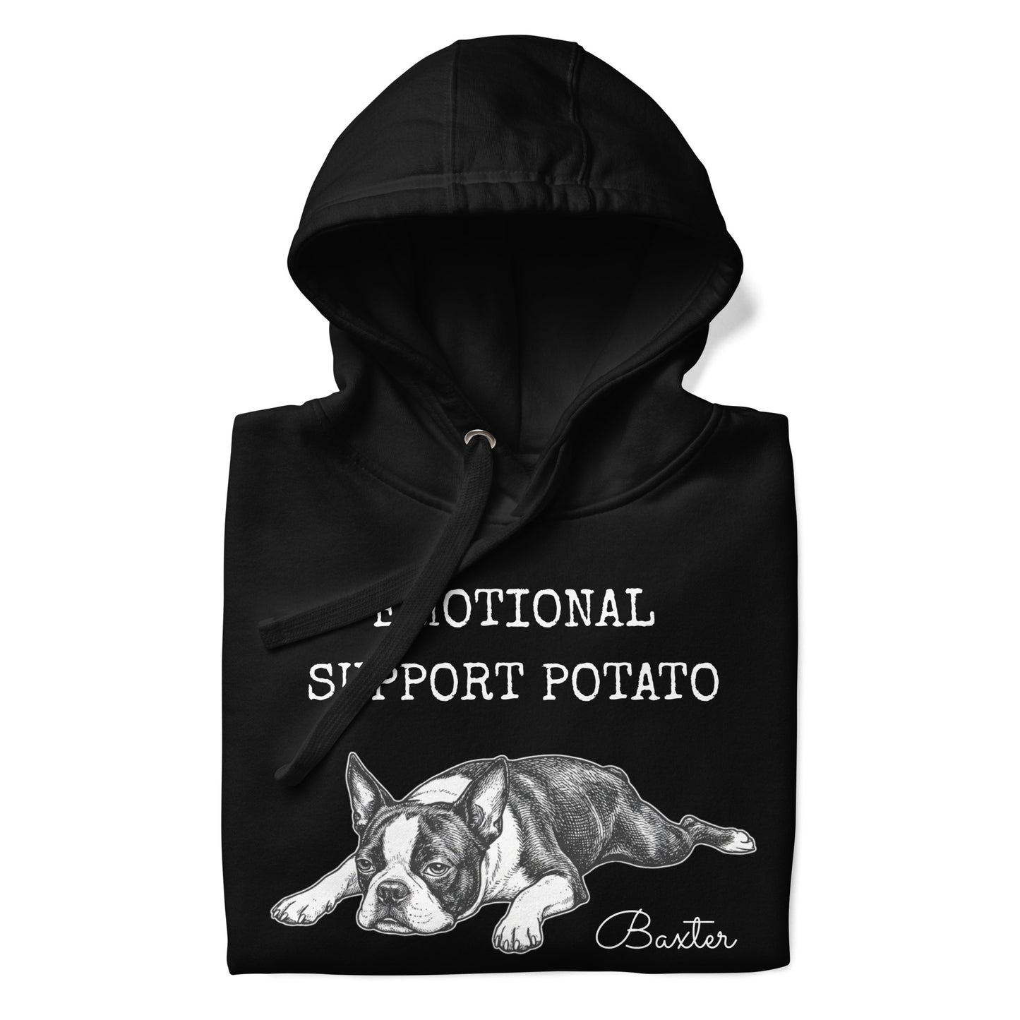 Emotional Support Potato Boston Terrier Dog Unisex Hoodie .