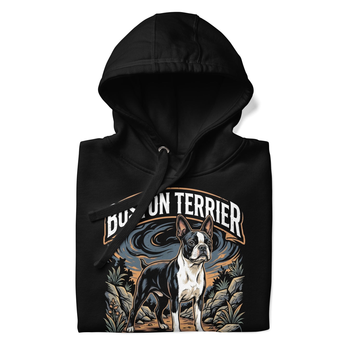 Boston Terrier Wilderness Guardian Unisex Hoodie .