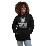 Merle Boston Terrier Dog - Don't Care About Your Pure Bred Unisex Hoodie .