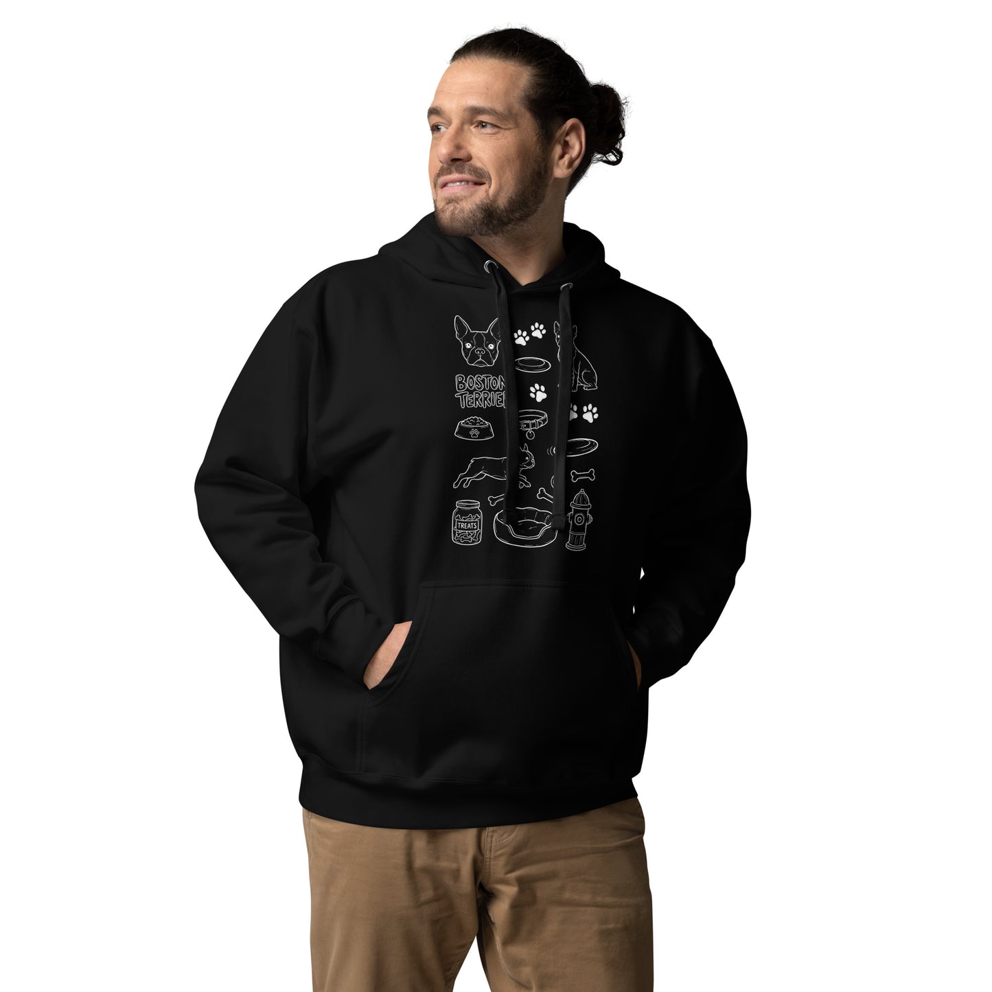 Boston Terrier Doodle Dog Lover Unisex Hoodie .