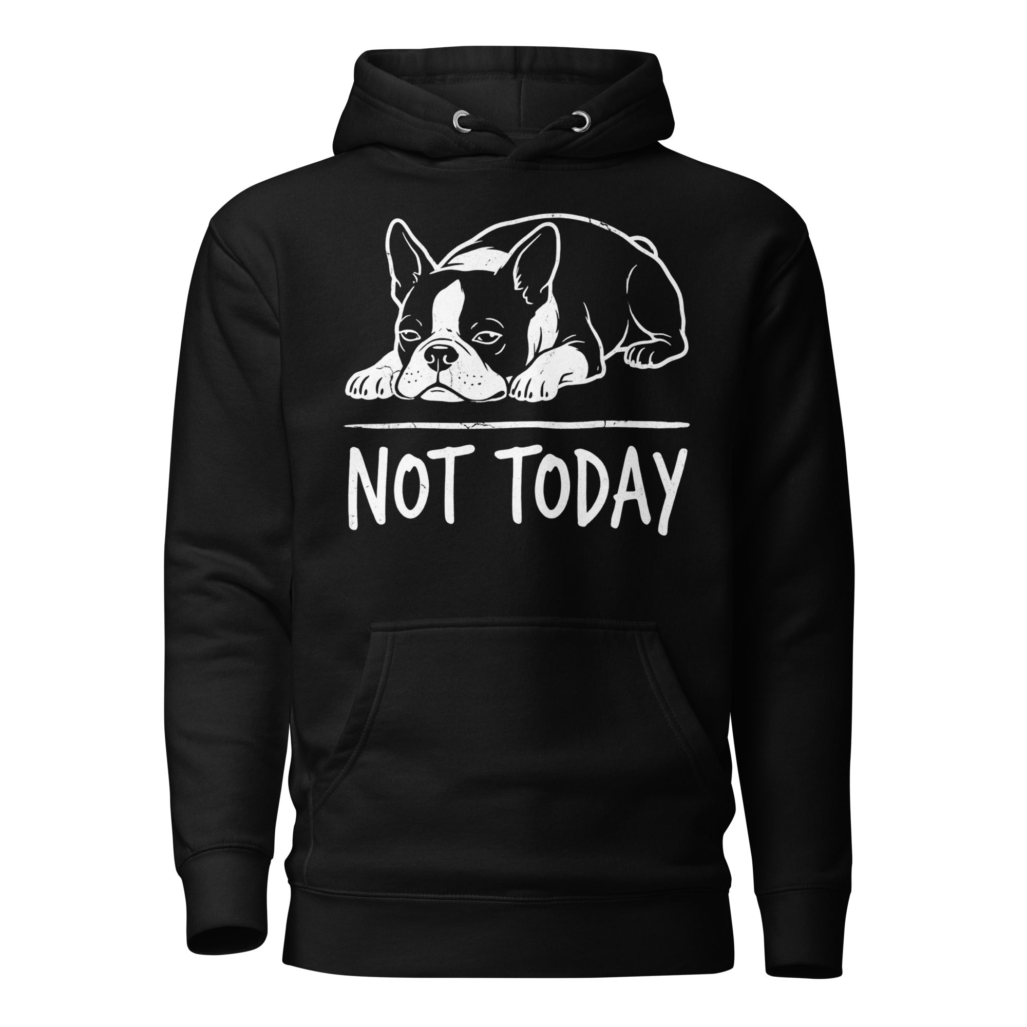 Not Today Lazy Boston Terrier Dog Unisex Hoodie . Black
