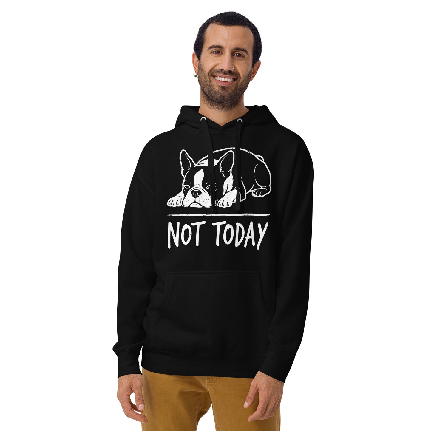 Not Today Lazy Boston Terrier Dog Unisex Hoodie .