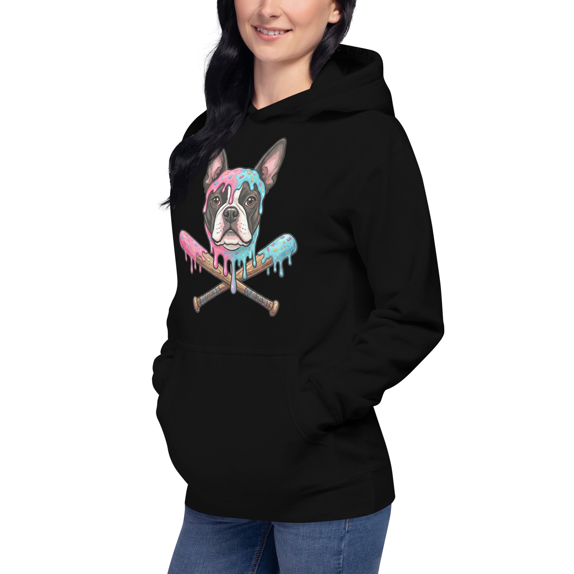 Baseball Drip Boston Terrier Dog Unisex Hoodie .