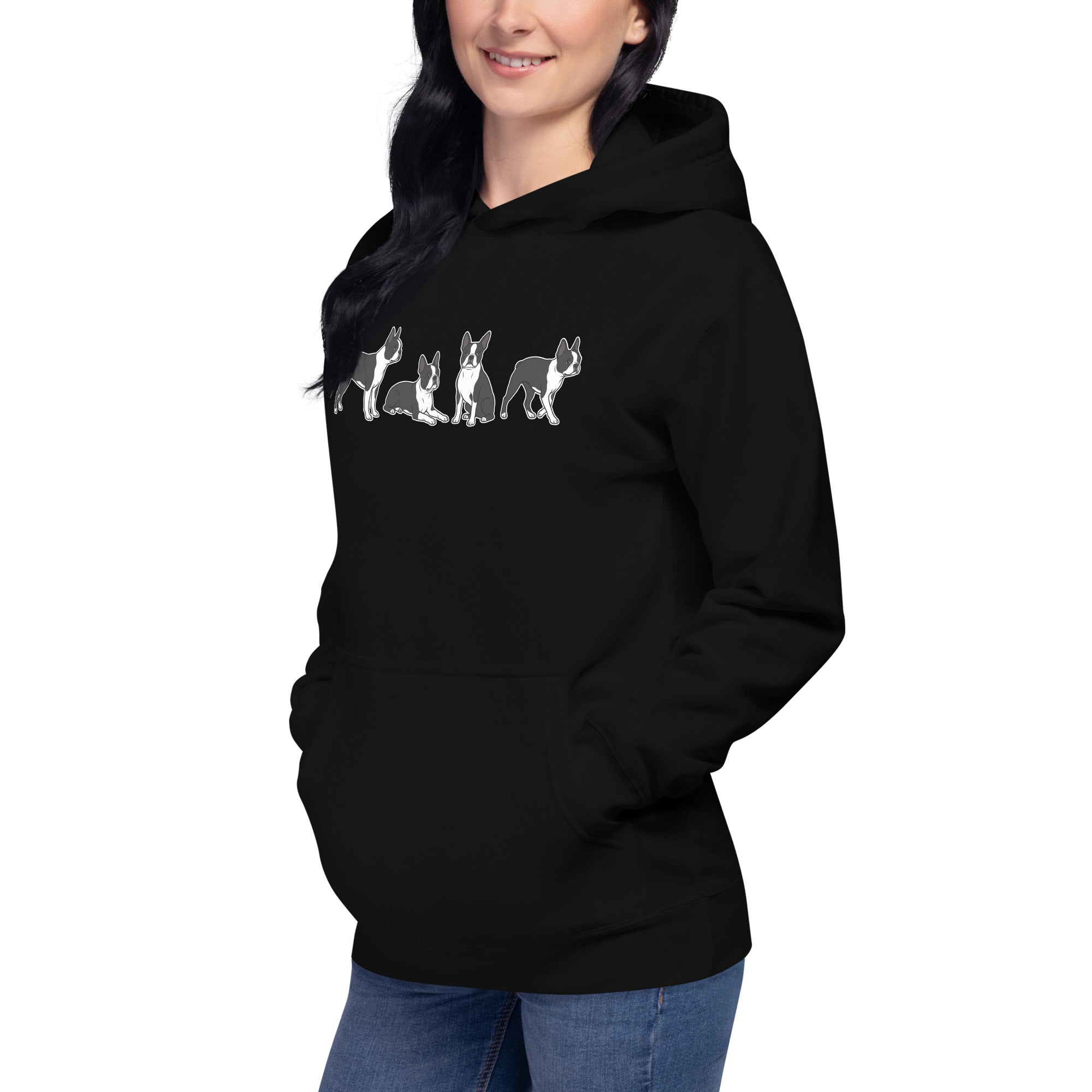 4 Boston Terrier Poses Unisex Hoodie .
