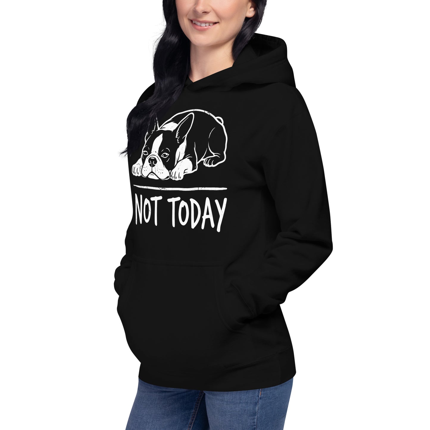 Not Today Lazy Boston Terrier Dog Unisex Hoodie .