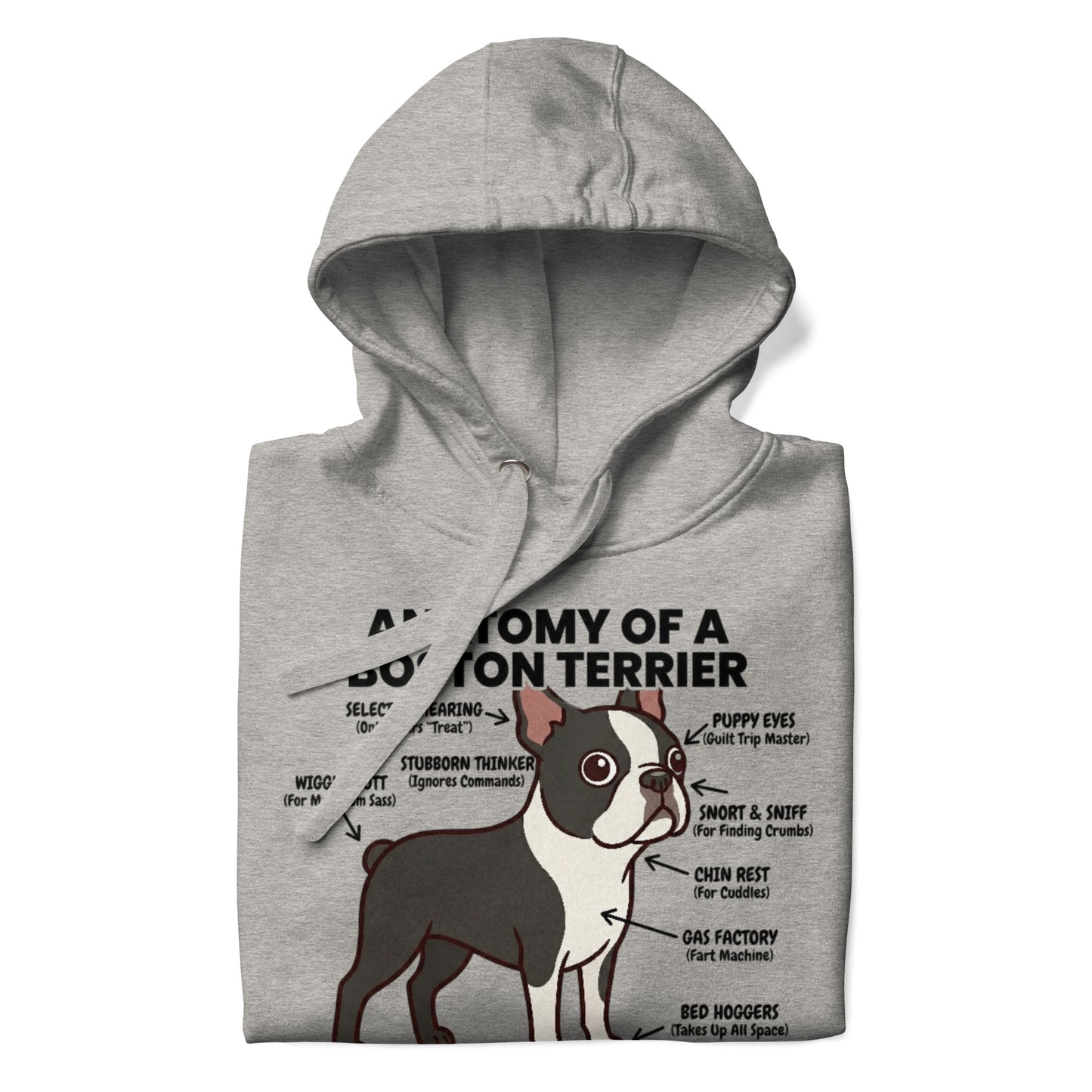 Boston Terrier Anatomy Illustrated Unisex Hoodie .