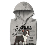 Boston Terrier Anatomy Illustrated Unisex Hoodie .