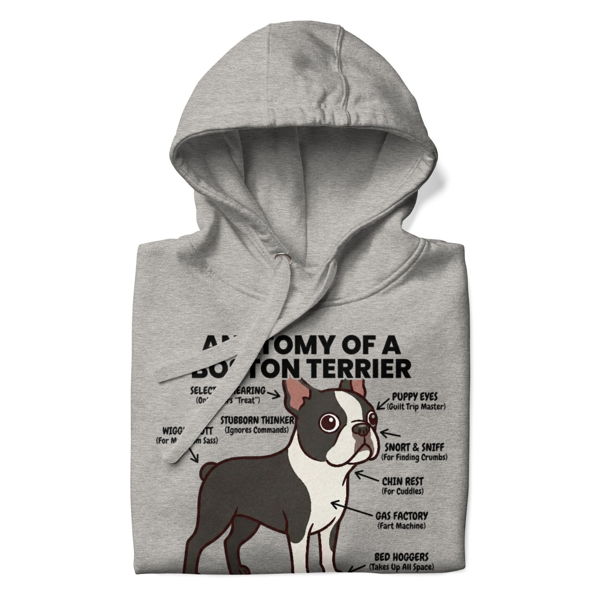 Boston Terrier Anatomy Illustrated Unisex Hoodie .