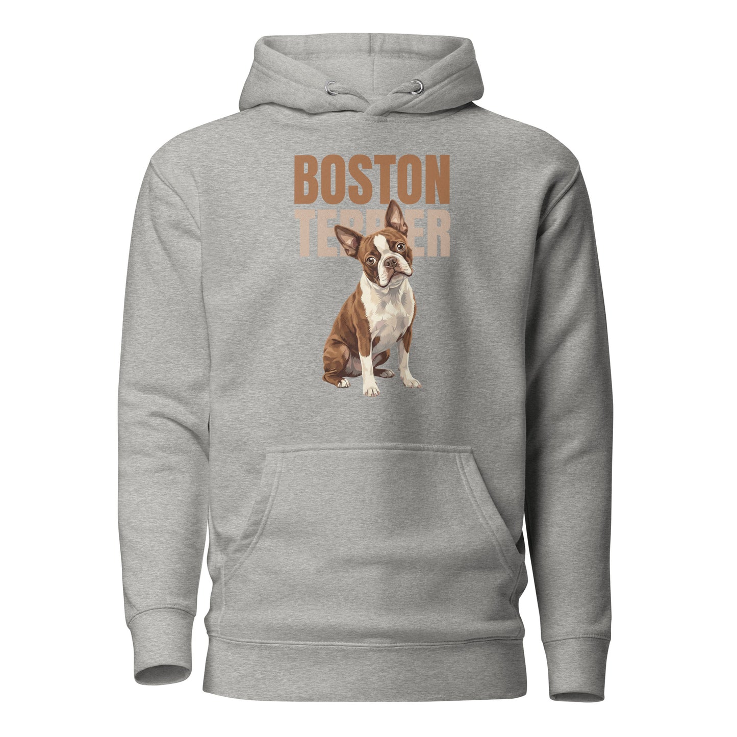 Brown Boston Terrier Dog Unisex Hoodie . Carbon Grey