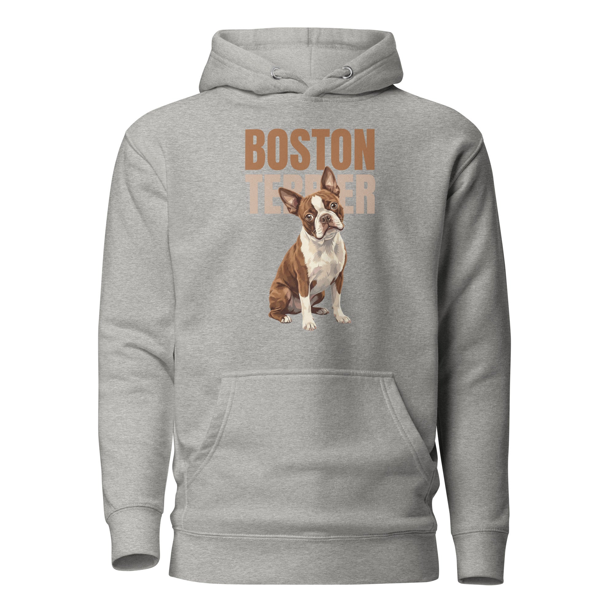Brown Boston Terrier Dog Unisex Hoodie . Carbon Grey