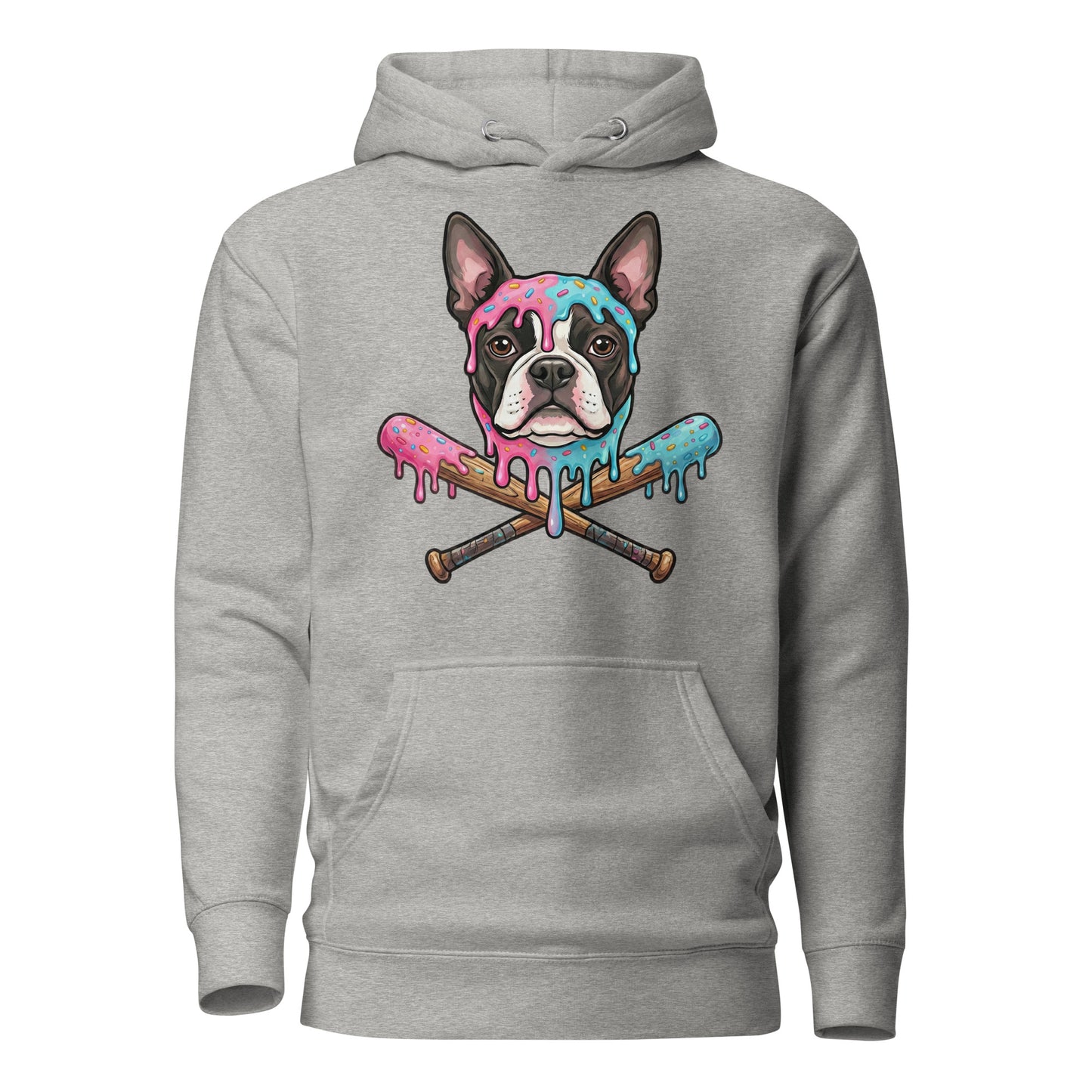 Baseball Drip Boston Terrier Dog Unisex Hoodie . Carbon Grey