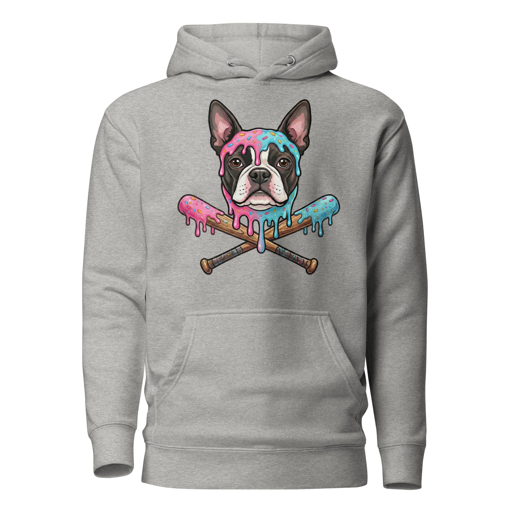 Baseball Drip Boston Terrier Dog Unisex Hoodie . Carbon Grey