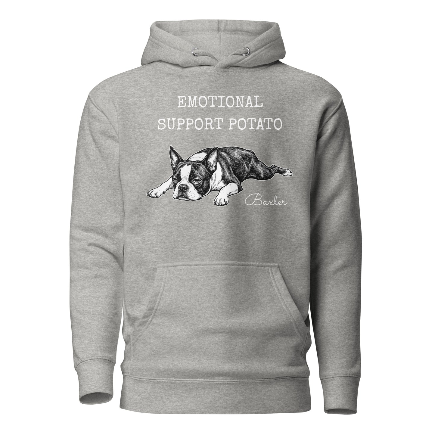 Emotional Support Potato Boston Terrier Dog Unisex Hoodie . Carbon Grey