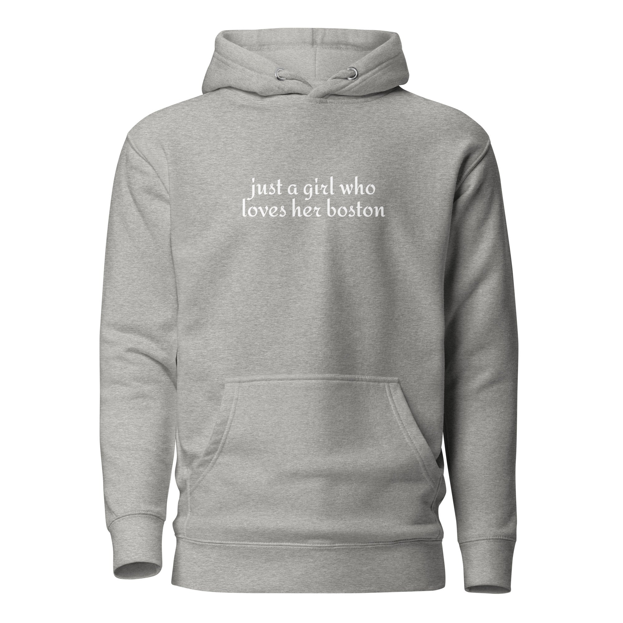 Just A Girl Who Loves Her Boston Unisex Hoodie . Carbon Grey