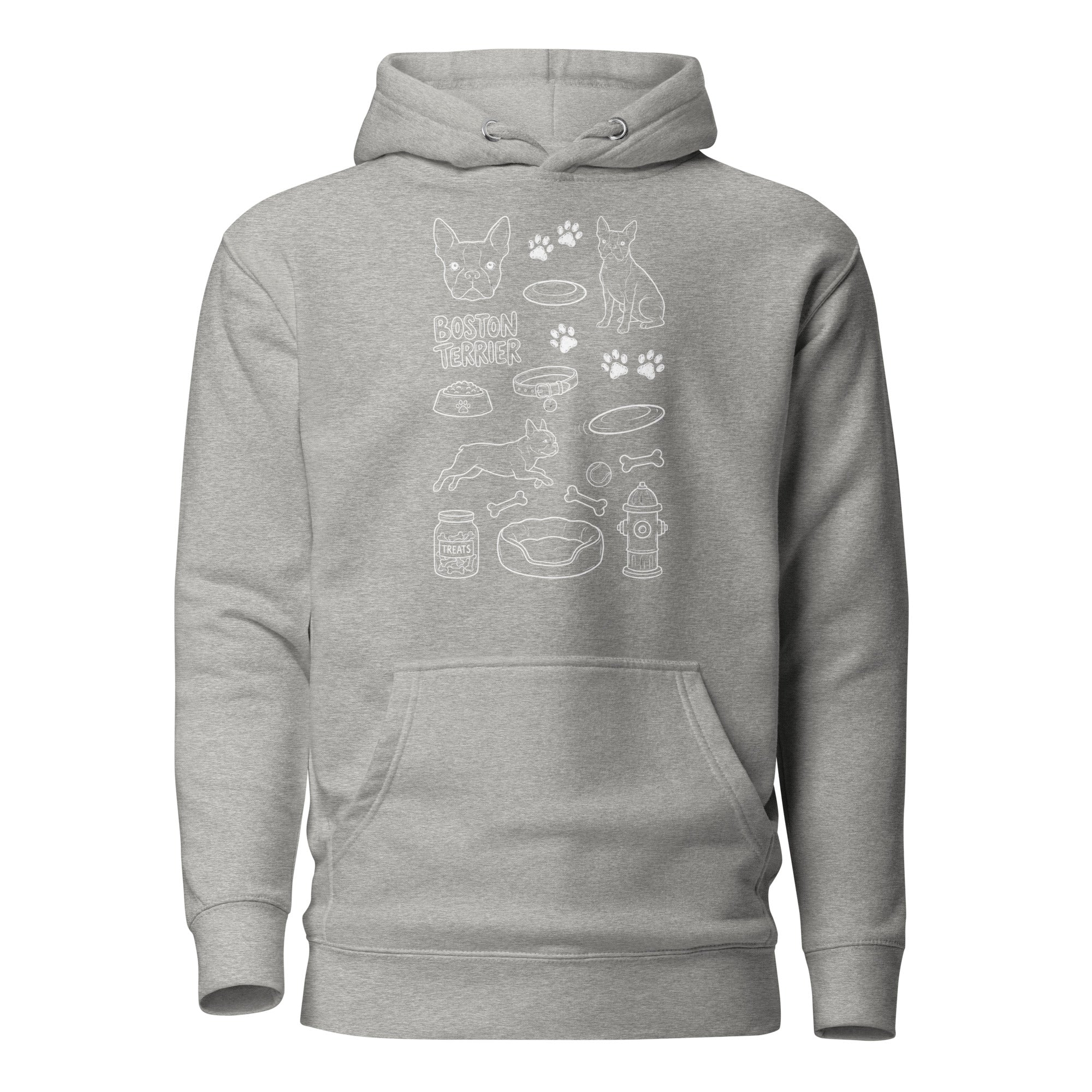 Boston Terrier Doodle Dog Lover Unisex Hoodie . Carbon Grey