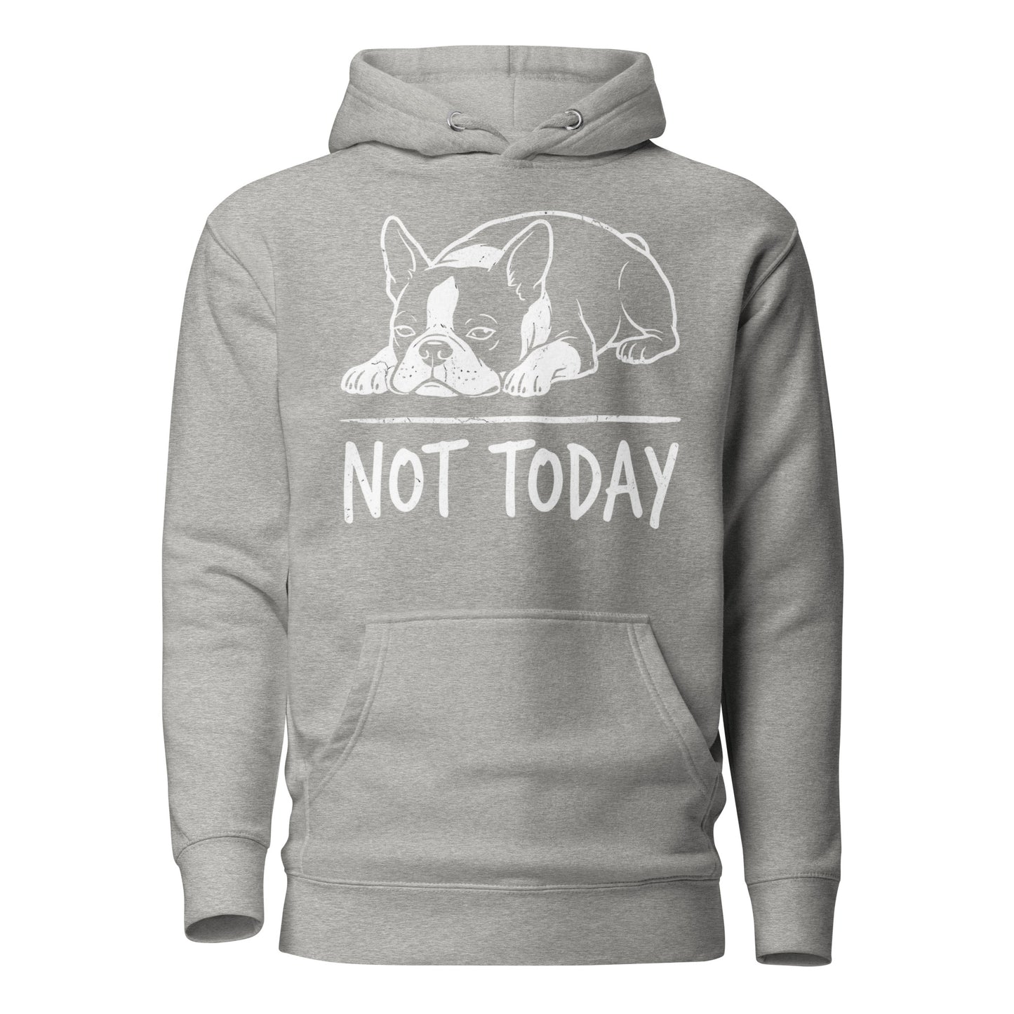Not Today Lazy Boston Terrier Dog Unisex Hoodie . Carbon Grey