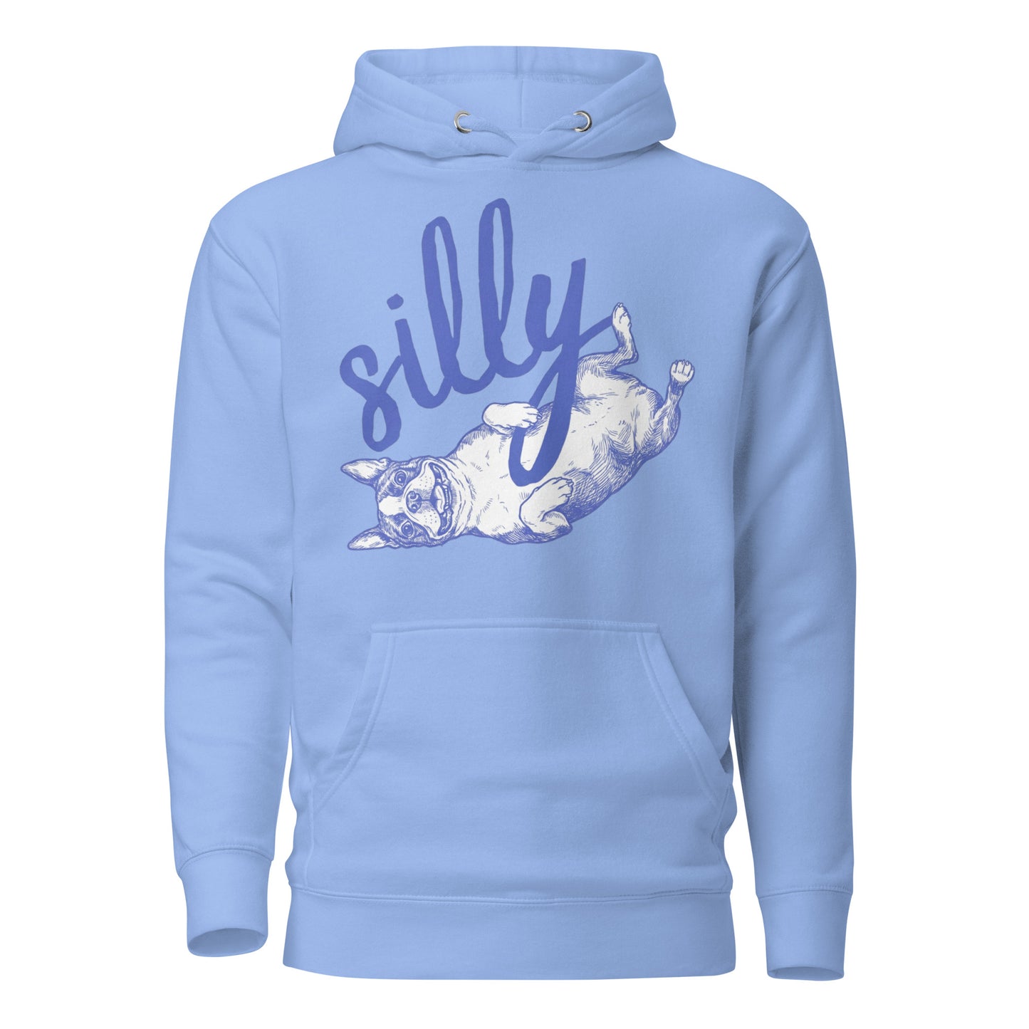 Silly Boston Terrier Dog Upside Down Unisex Hoodie . Carolina Blue