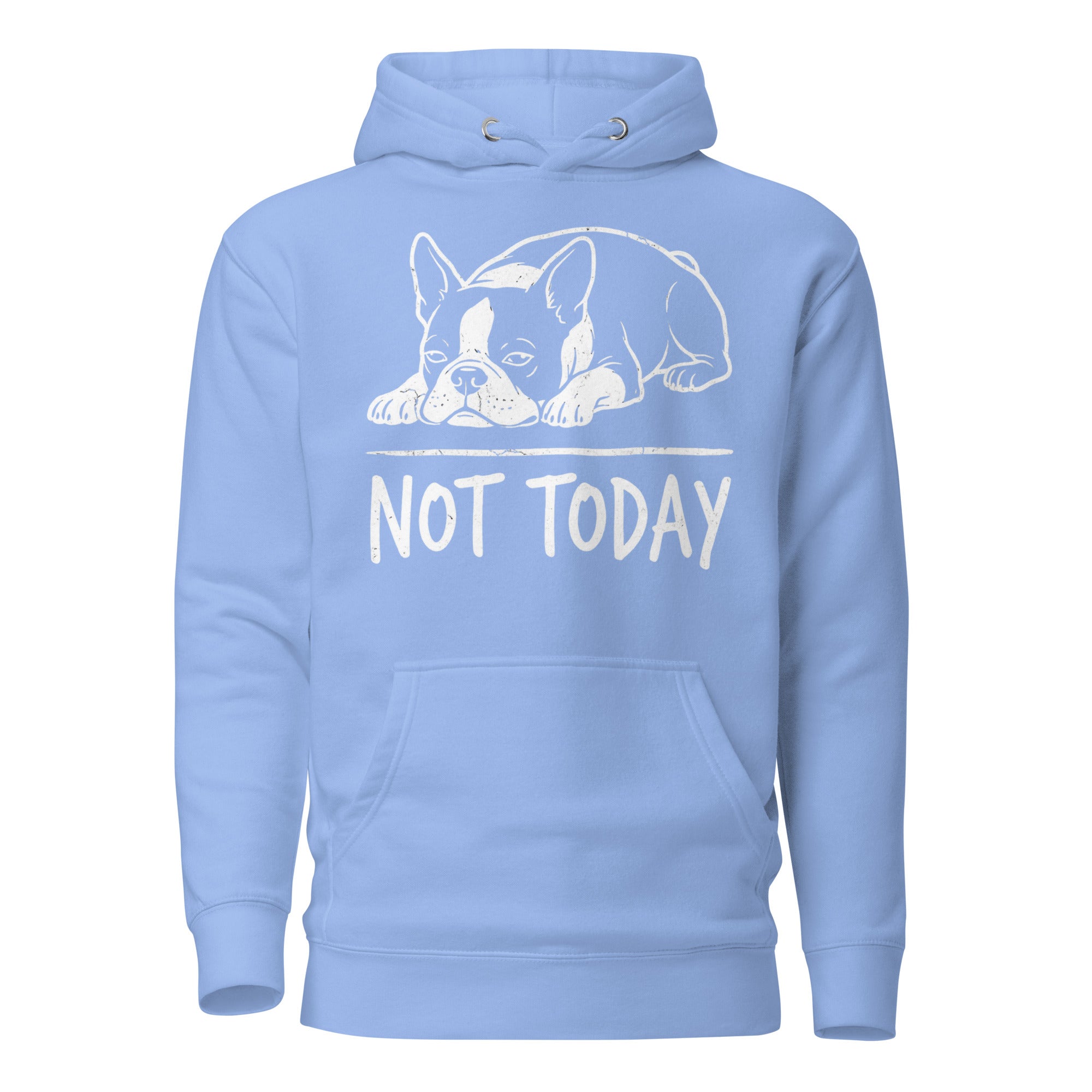 Not Today Lazy Boston Terrier Dog Unisex Hoodie . Carolina Blue