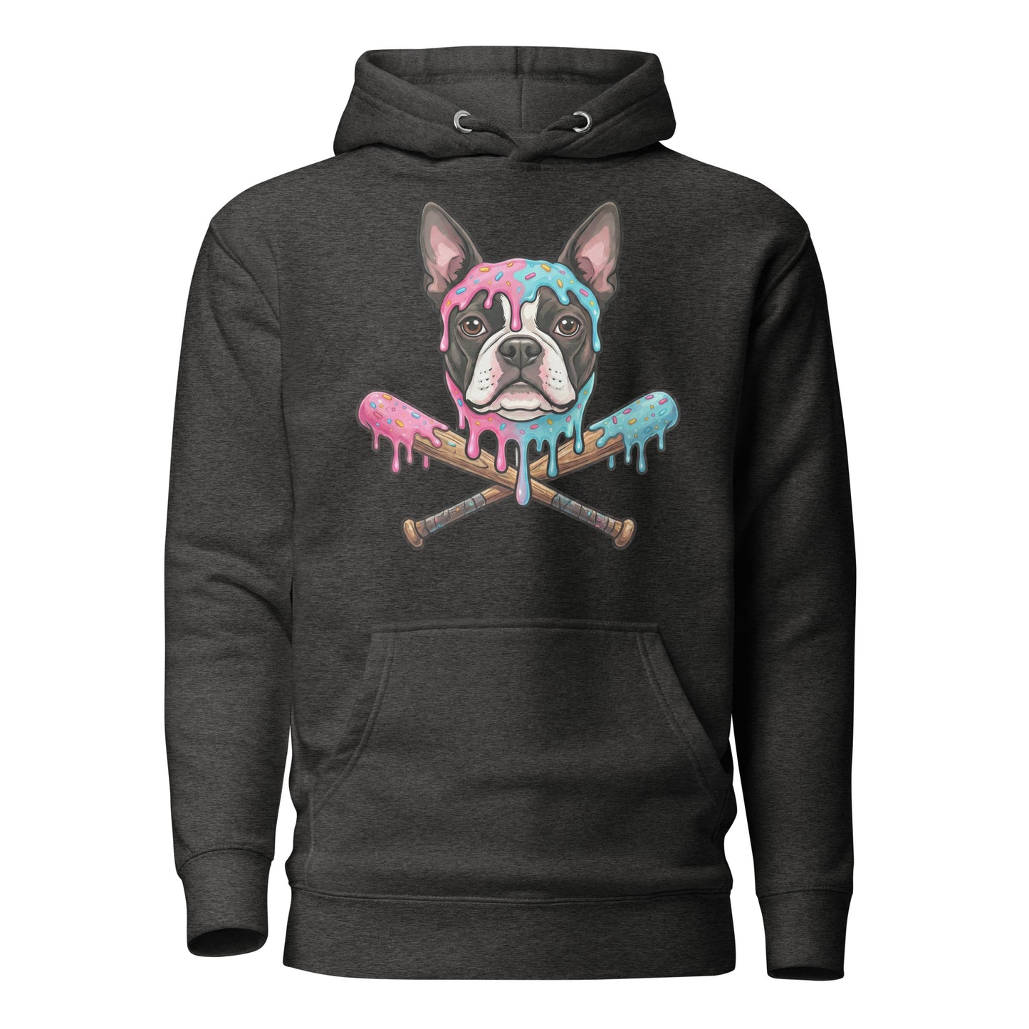 Baseball Drip Boston Terrier Dog Unisex Hoodie . Charcoal Heather