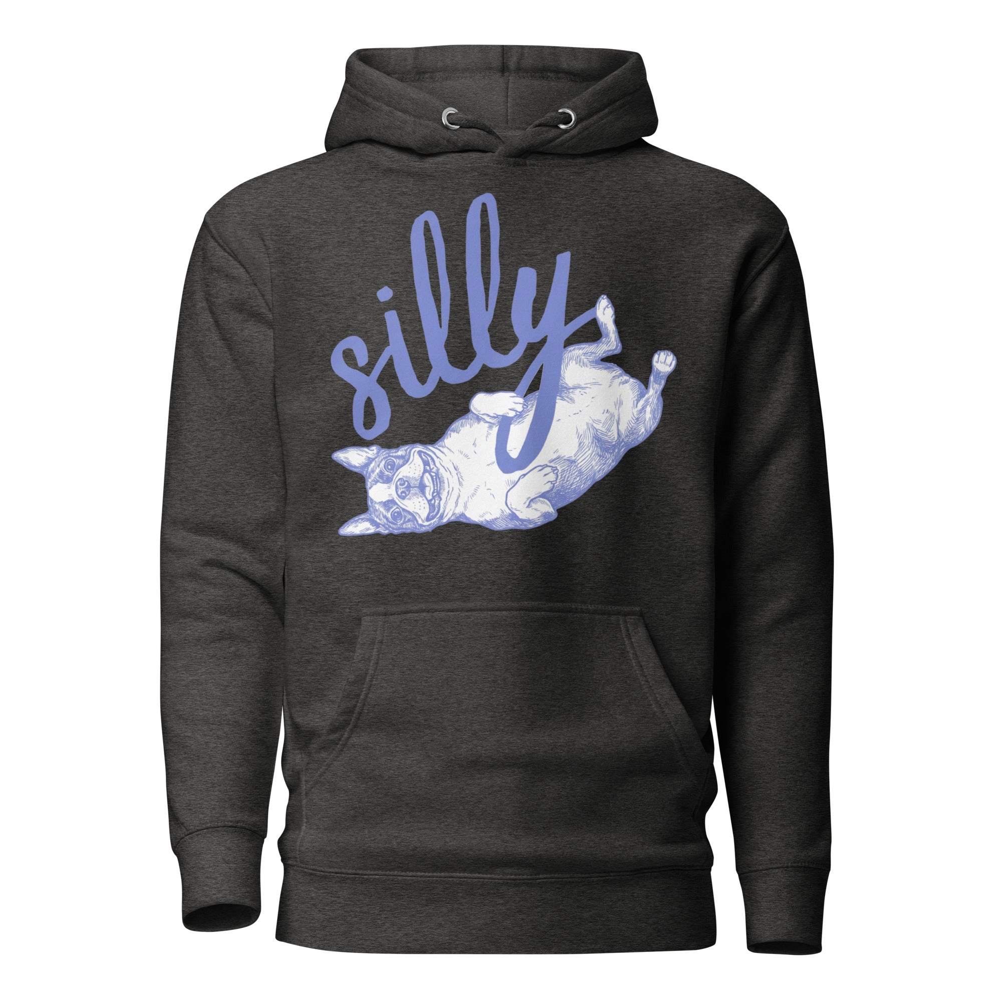 Silly Boston Terrier Dog Upside Down Unisex Hoodie . Charcoal Heather