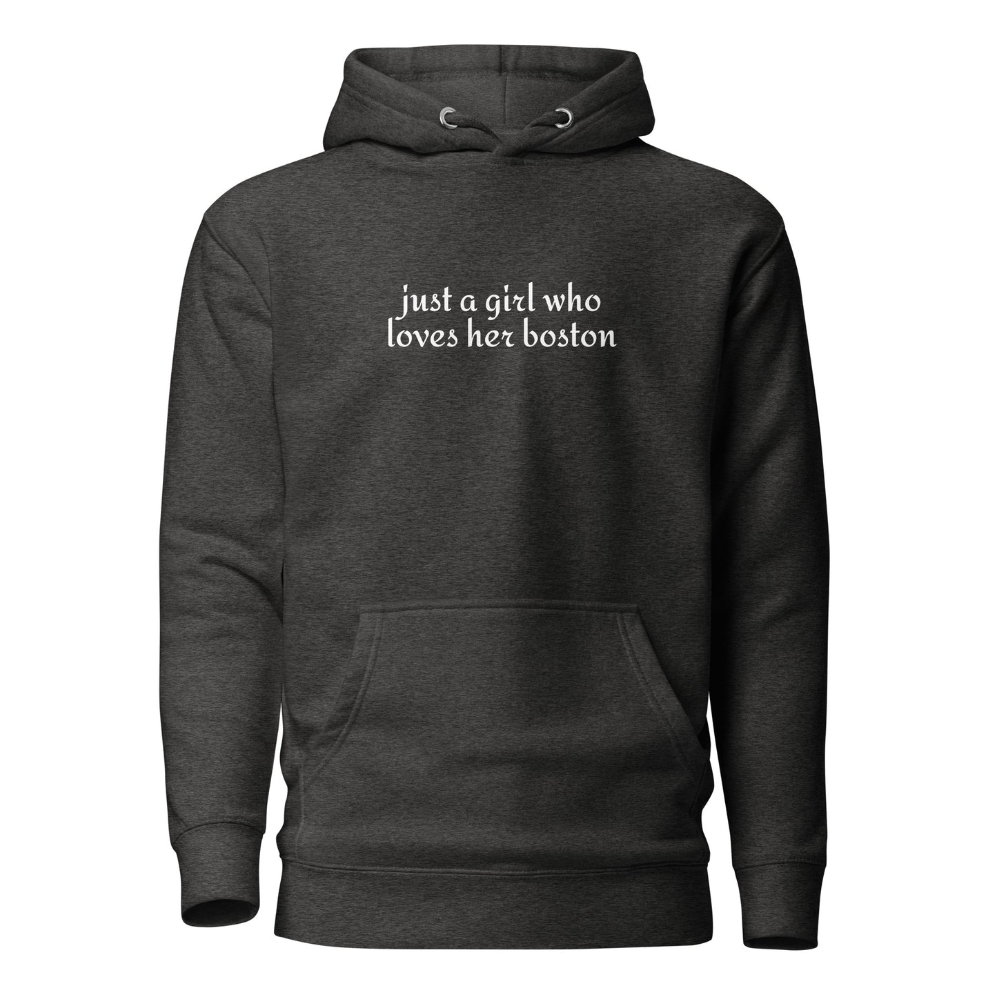 Just A Girl Who Loves Her Boston Unisex Hoodie . Charcoal Heather
