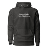 Just A Girl Who Loves Her Boston Unisex Hoodie . Charcoal Heather