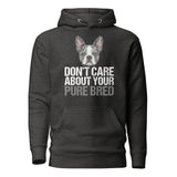 Merle Boston Terrier Dog - Don't Care About Your Pure Bred Unisex Hoodie . Charcoal Heather