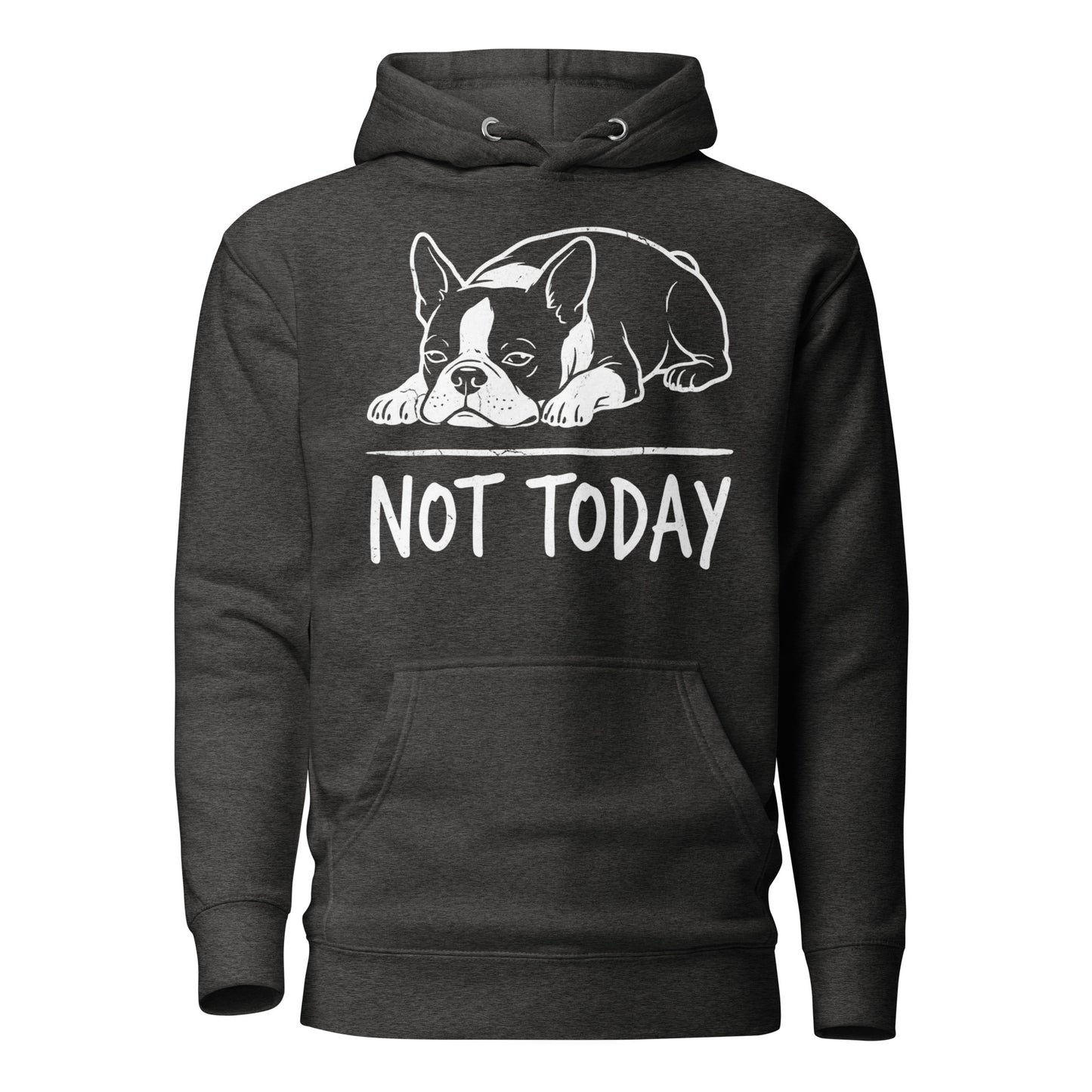 Not Today Lazy Boston Terrier Dog Unisex Hoodie . Charcoal Heather