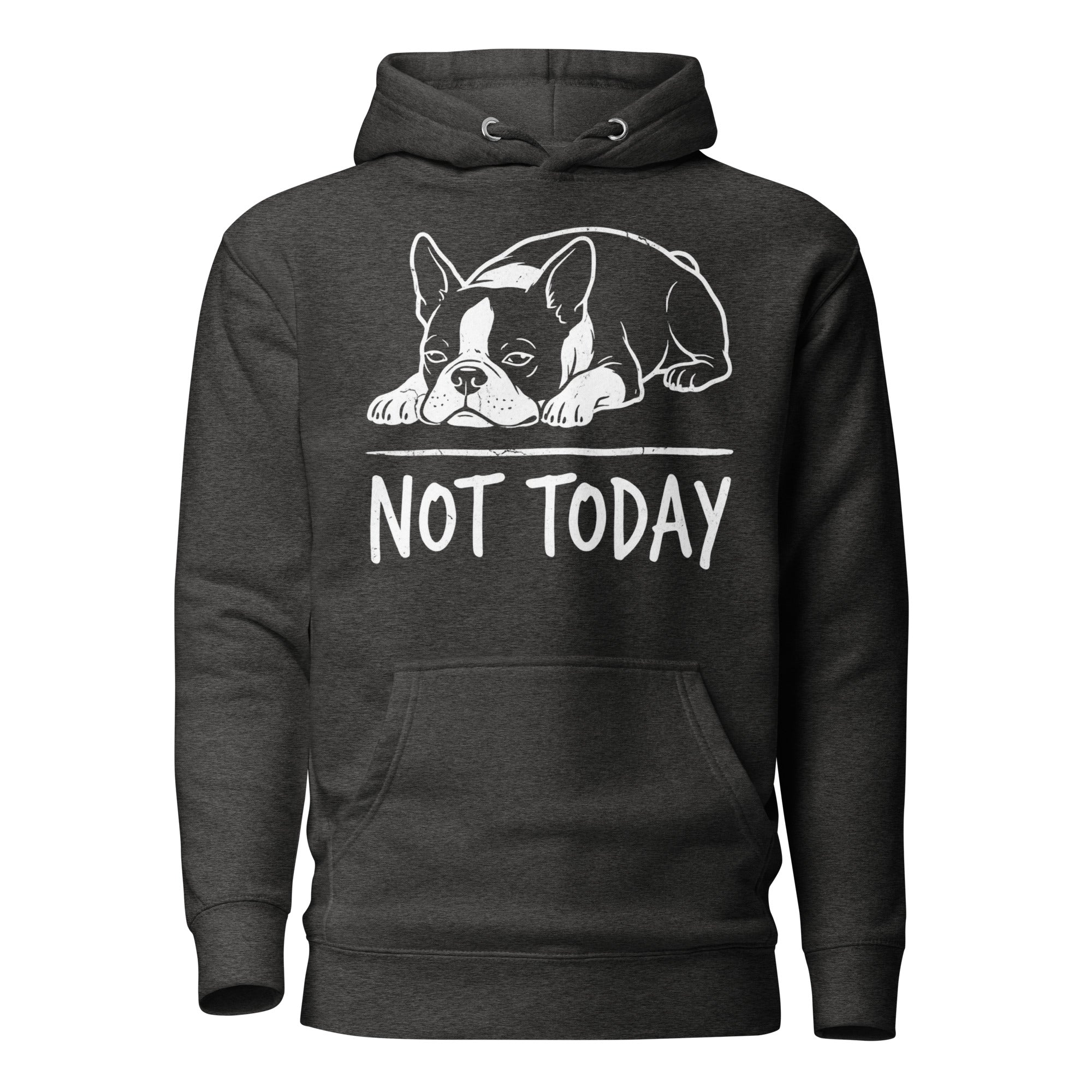Not Today Lazy Boston Terrier Dog Unisex Hoodie . Charcoal Heather