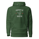 Property Of My Dog Custom Embroidered Unisex Hoodie . Forest Green