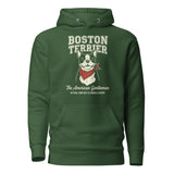 Boston Terrier “The American Gentleman” Chin Rest & Snuggle Expert Unisex Hoodie . Forest Green