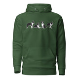 4 Boston Terrier Poses Unisex Hoodie . Forest Green